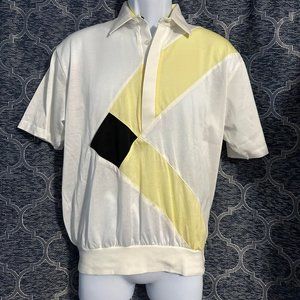 Alan Stuart men's medium 70's vintage short sleeve banded waist shirt